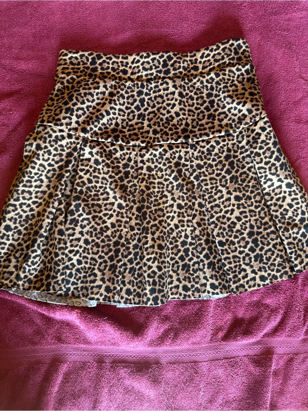 High-Waist Leopard Print Skater Mini Skirt - Brown/Black